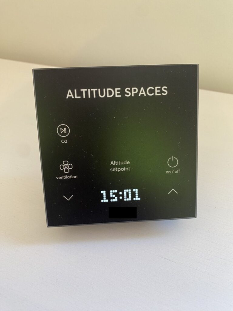 Altitude Spaces control panel inside cyclist Jay Vine's altitude room